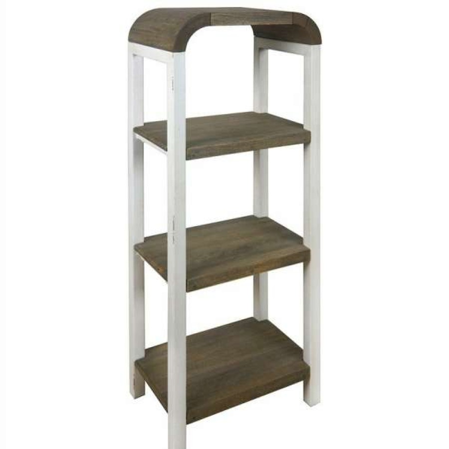 Chateau Legende Cut Price Hixton 4 Tier Solid Mango Wood Timber & Metal Display Shelf, White Wholesale