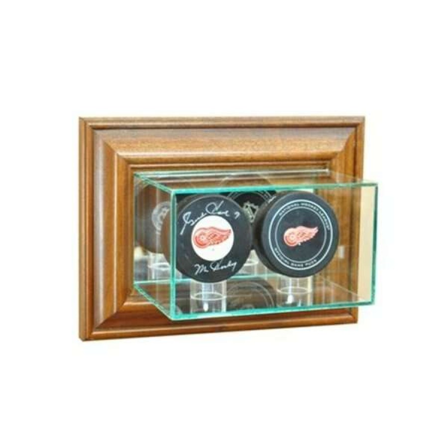 Shop Wmdbpk-W Wall Mounted Double Puck Display Case, Walnut Hot