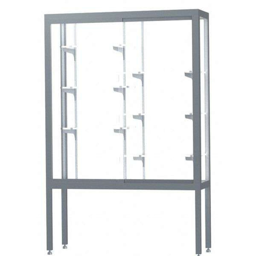 Shop Display Case, 48X66X16, Whte, Satn, Alumlegs Clearance