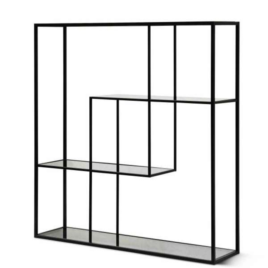 Conception Living Cheap Koroit Steel & Glass Display Shelf, Small, Black Clearance