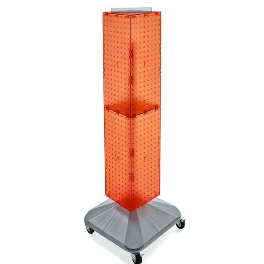 Shop 4-Sided Pegboard Floor Spinner Rack W/ Wheels. Orange 8 W X 48 H, Pk2 Clearance