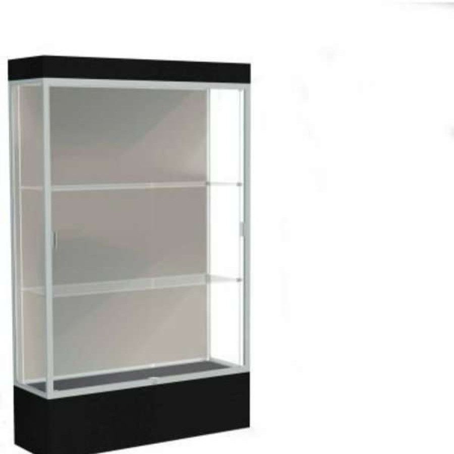 Shop Edge Lighted Floor Case, Harbor Back, Satin Frame, 12 Black Base, 48 W X 76 H X 20 D Hot