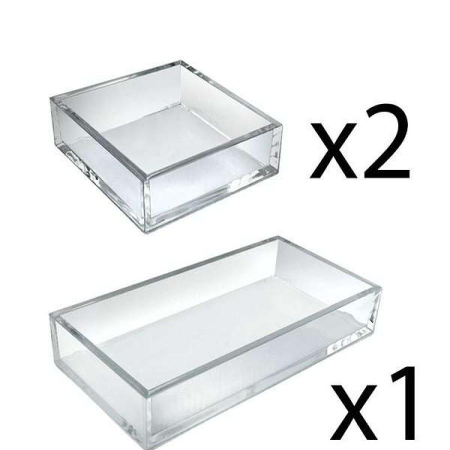 Shop Deluxe Clear Acrylic Tray 3 Piece Set Square Trays And Large Tray Online