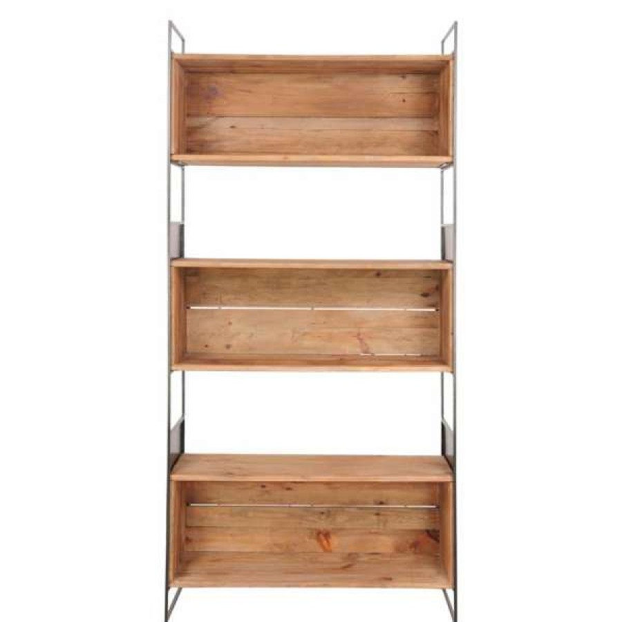 Winsun Furniture Best-Selling Dultic Recycled Pine Timber & Iron Display Shelf, Single Bay Wholesale