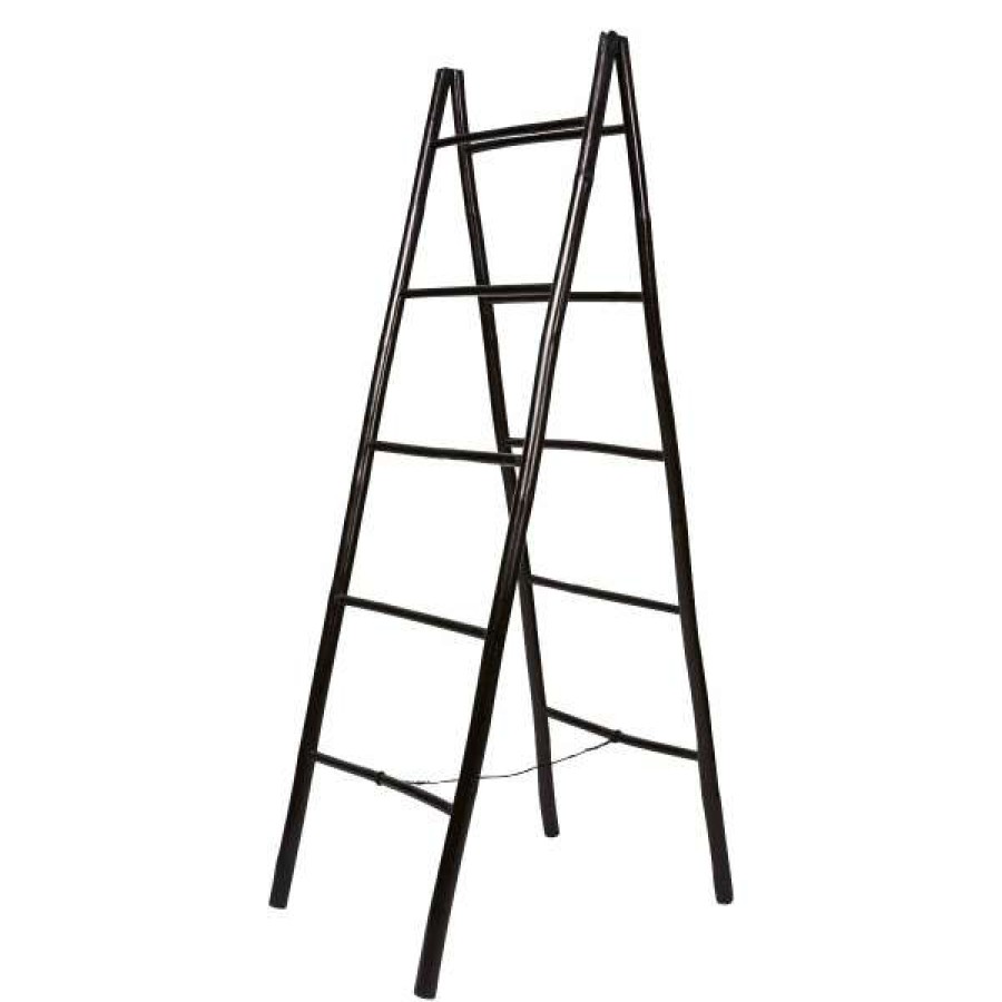 Casa Uno Excellent Allison Bamboo Foldable A-Shape Ladder Rack, Black Online