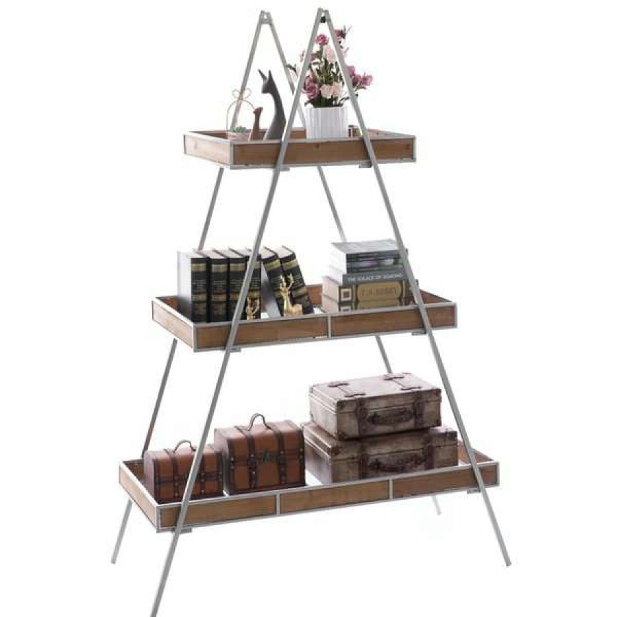 Shop Large Ladder Triangular 3 Tier Metal Display Shelving Server Rack Clearance