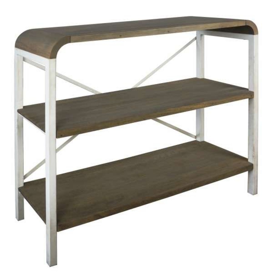 Chateau Legende Special Style Hixton 3 Tier Solid Mango Wood Timber & Metal Display Shelf, White Best