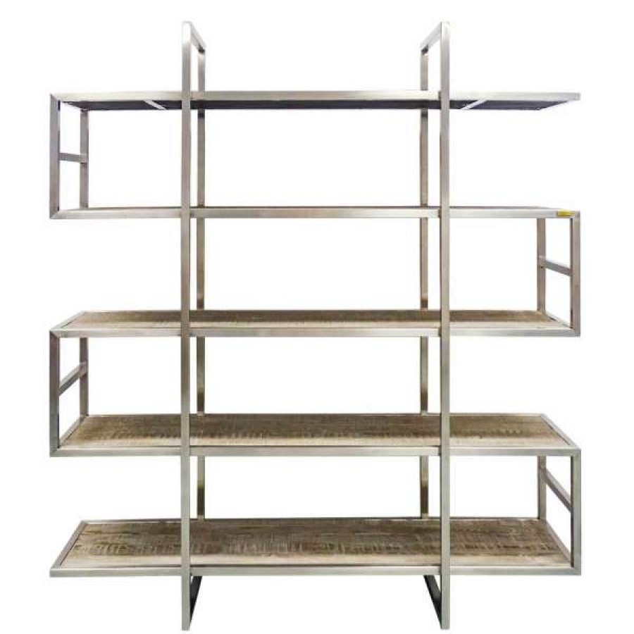 Searles Clearance Tatum Oak Timber & Stainless Steel Display Shelf Clearance