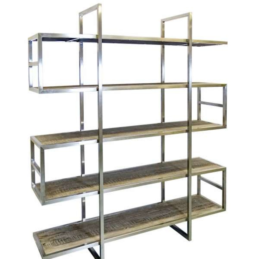 Searles Clearance Tatum Oak Timber & Stainless Steel Display Shelf Clearance