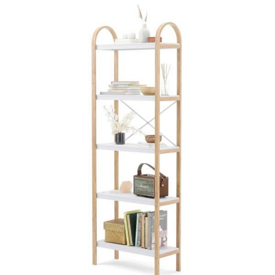 Store Umbra Bellwood Wooden Display Shelf, Large, White / Natural Clearance