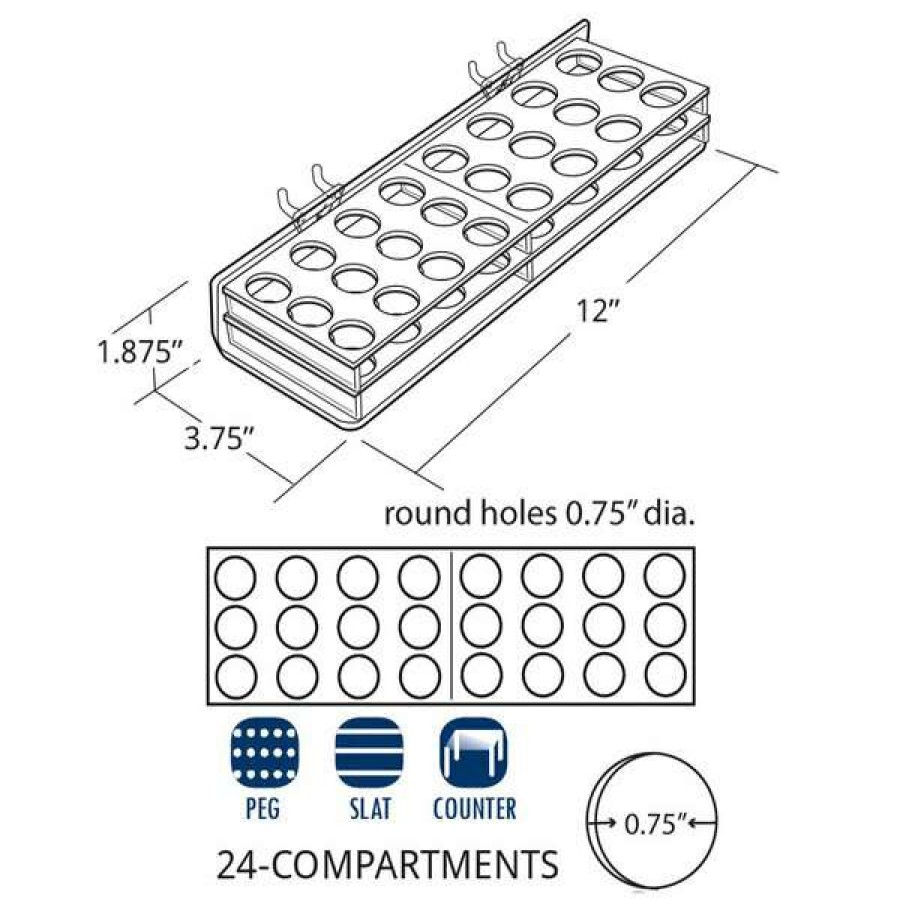 Shop 24-Compartment Tray Round Slot .75 , Pk2 Wholesale