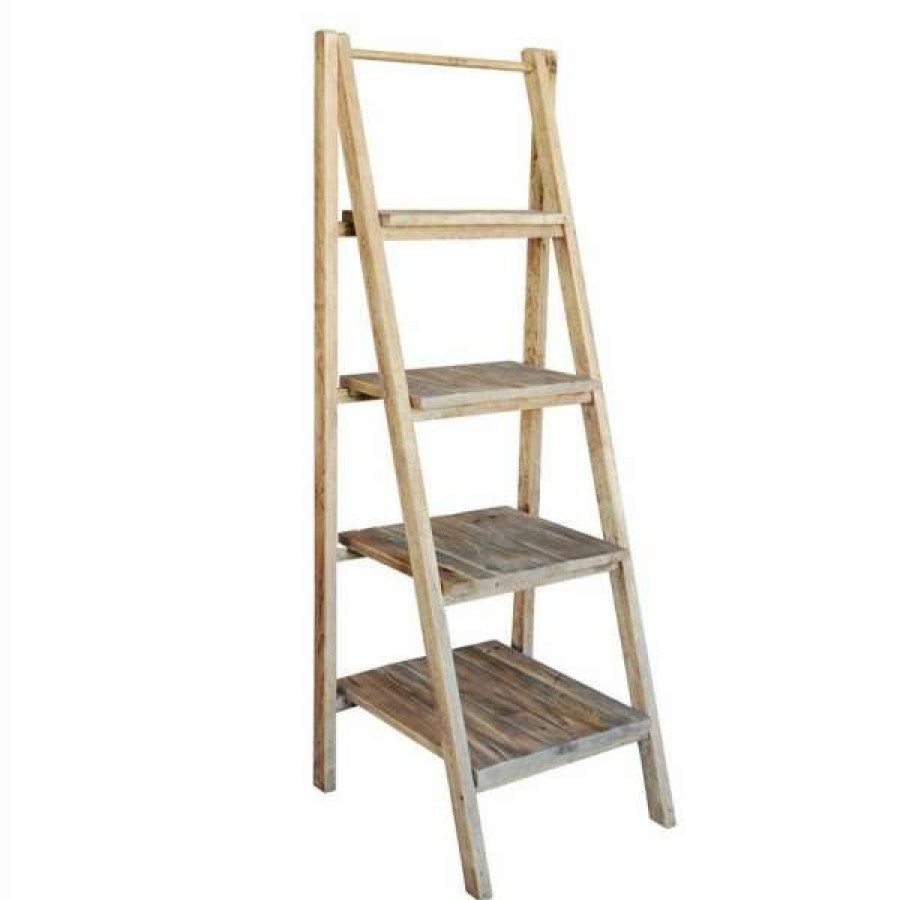 Manoir Chene Top Selling Vanda Recycled Pine Timber Folding Ladder Display Shelf Clearance