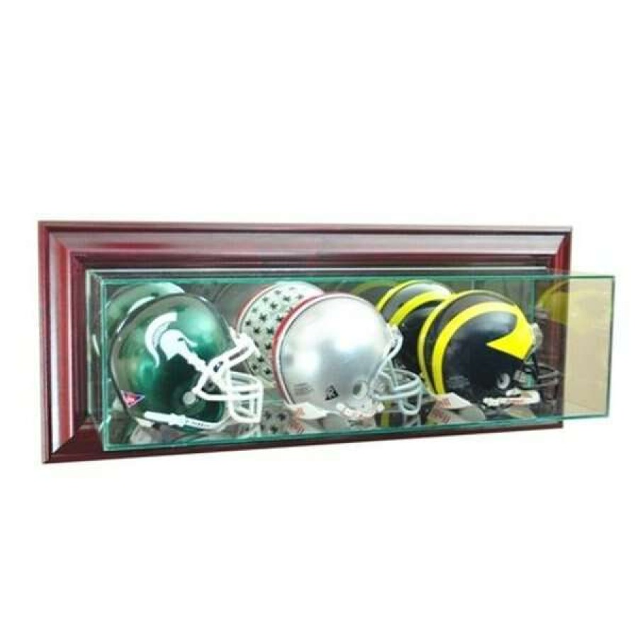 Shop Wmtrpmh-C Wall Mounted Triple Mini Football Display Case, Cherry Best