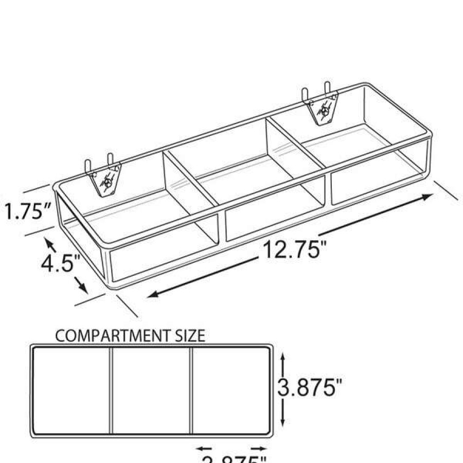 Shop 3 Compartment Tray For Peg/Slat, Pk2 Clearance