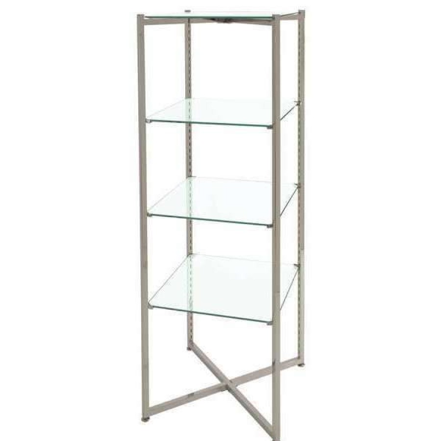 Shop Glass Fldng Tower, Steel/Glass, 18 L, 18 W New