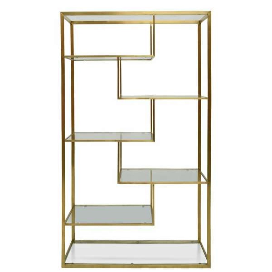 Conception Living Hot Sell Koroit Steel & Glass Display Shelf, Large, Gold New