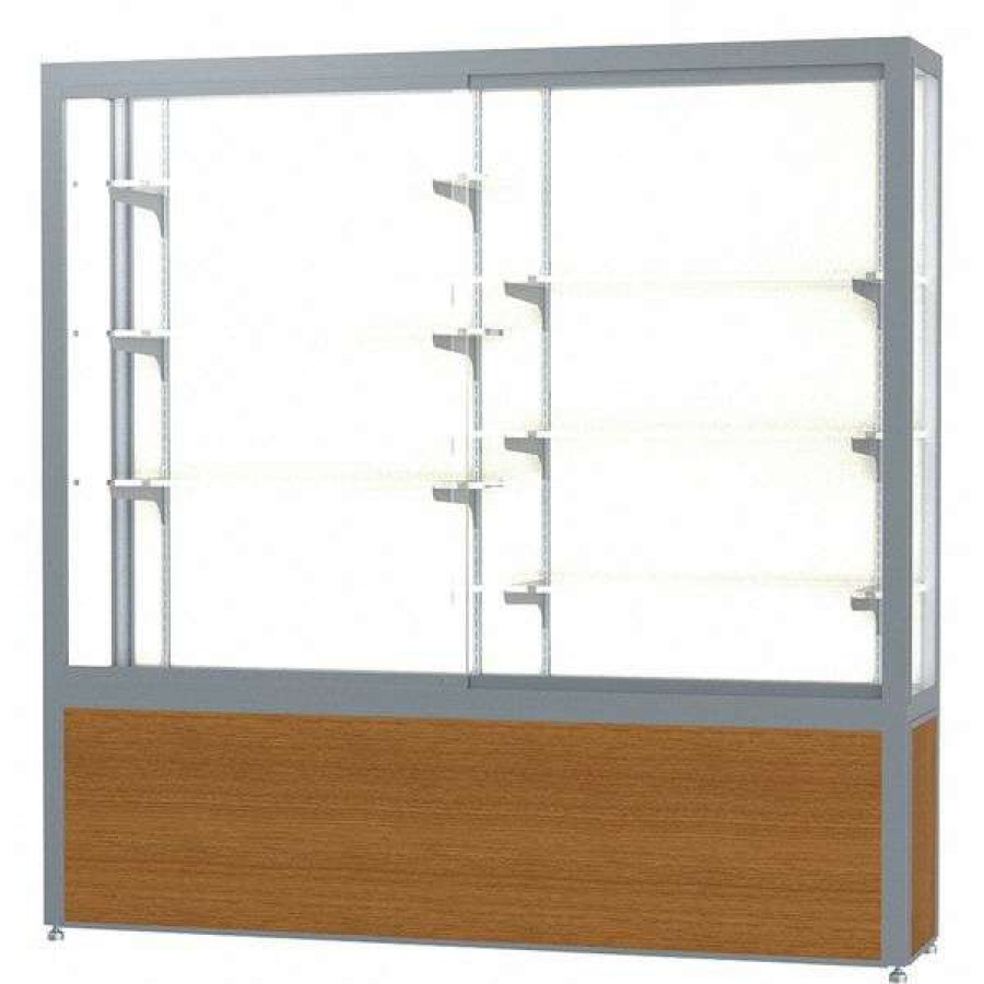 Shop Display Case, 72X66X16, Plaque, Satn, Ltoak Clearance