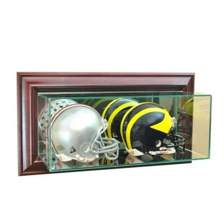 Shop Wmdbmh-C Wall Mounted Double Mini Helmet Display Case, Cherry Clearance