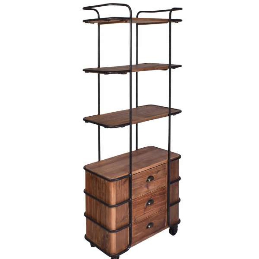 Affinity Furniture Online Sales Belvoir Reclaimed Timber & Iron Display Shelf With Castors, Large New