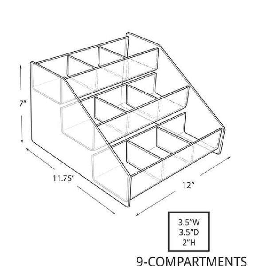 Shop Three-Tier 9 Compartment Counter Step Display:12 W X 11.75 D X 7 H Best