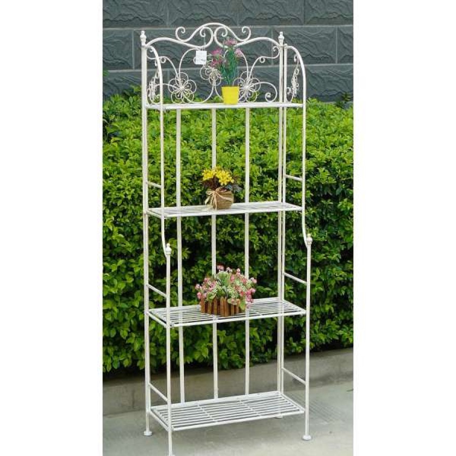 Chl Enterprises Clearance Frances Metal 4 Tier Display Shelf, Antique White Wholesale