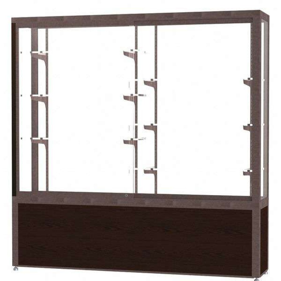 Shop Display Case, 72X66X16, White, Brnz, Walnut Clearance