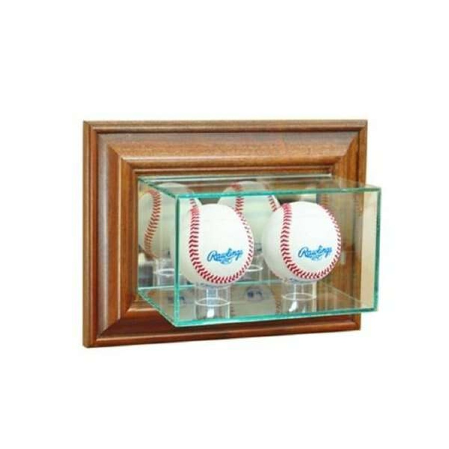 Shop Wmdbbs-W Wall Mounted Double Baseball Display Case, Walnut Online