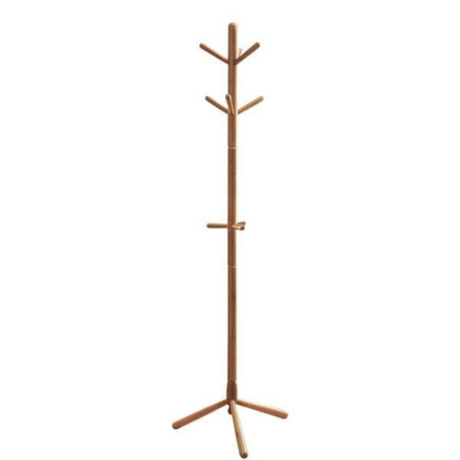 Shop Coat Rack, 69 H, Oak Wood Contemporary Style Clearance