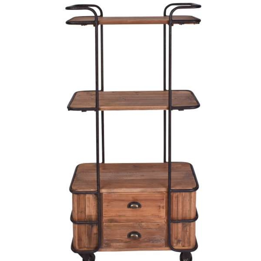 Affinity Furniture Clearance Belvoir Reclaimed Timber & Iron Display Shelf With Castors, Small Wholesale