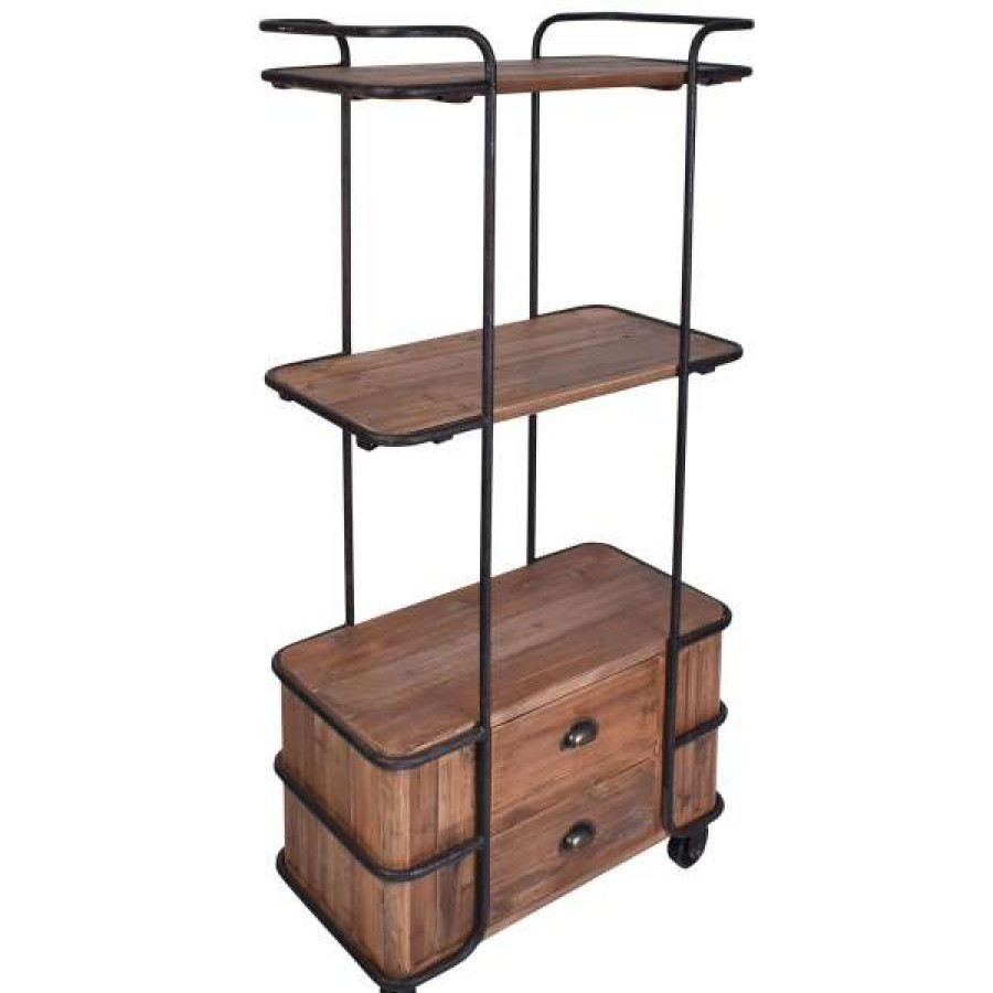 Affinity Furniture Clearance Belvoir Reclaimed Timber & Iron Display Shelf With Castors, Small Wholesale