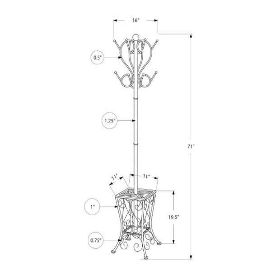 Shop Coat Rack, 71 H, Black Metal With An Umbrella Holder Online