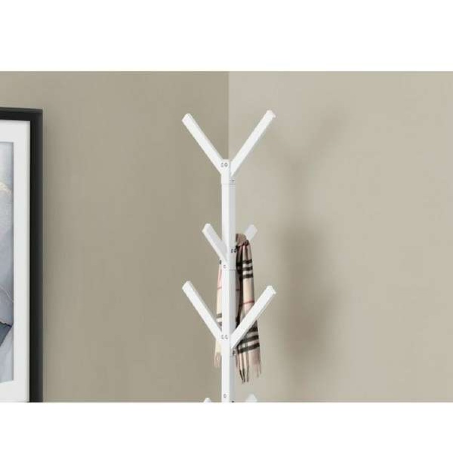 Shop Coat Rack, 70 H, White Metal New