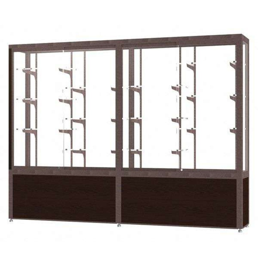 Shop Display Case, 96X66X16, White, Brnz, Walnut Clearance