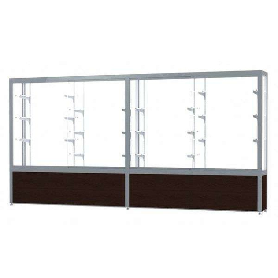 Shop Display Case, 144X66X16, White, Satin, Walnt Best