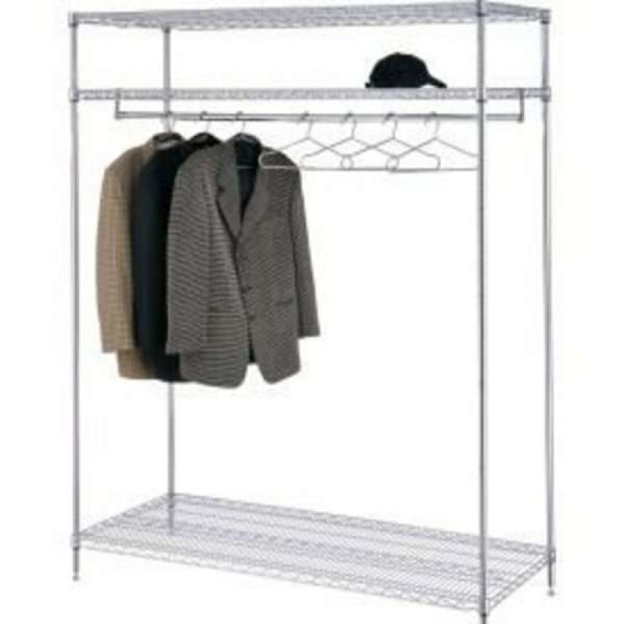 Shop Free Standing Clothes Rack 3-Shelf 60 W X 24 D X 74 H Chrome Best