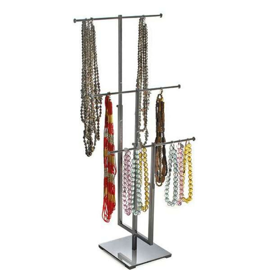 Shop Three-Tier Adjustable Chrome Necklace Counter Display Clearance