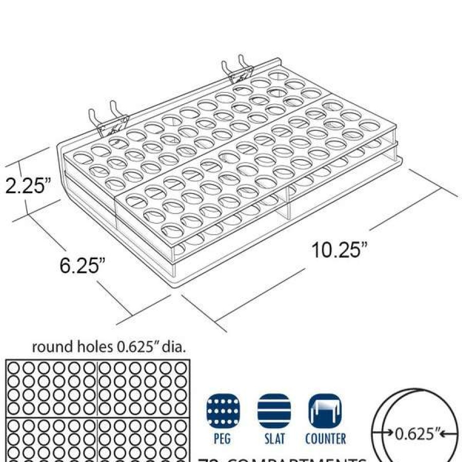 Shop 72-Compartment Tray Round Slot .625 , Pk2 Wholesale