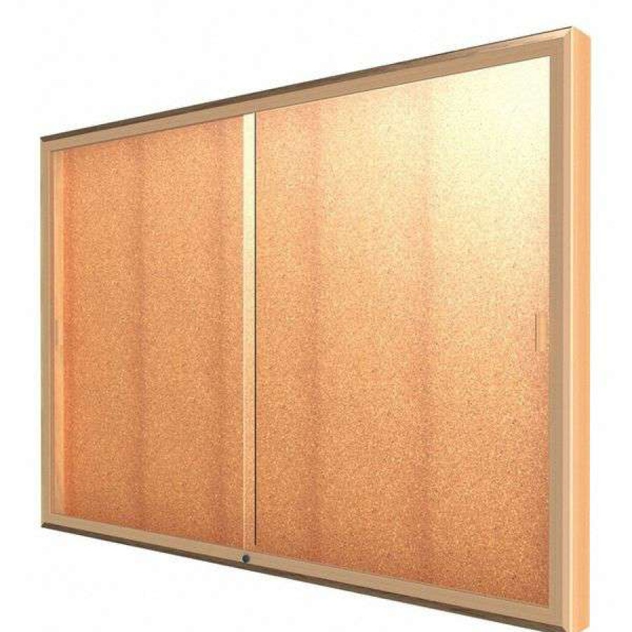 Shop Wall Case, 72X48X4, Cork, Oak, Champgn Trim Hot