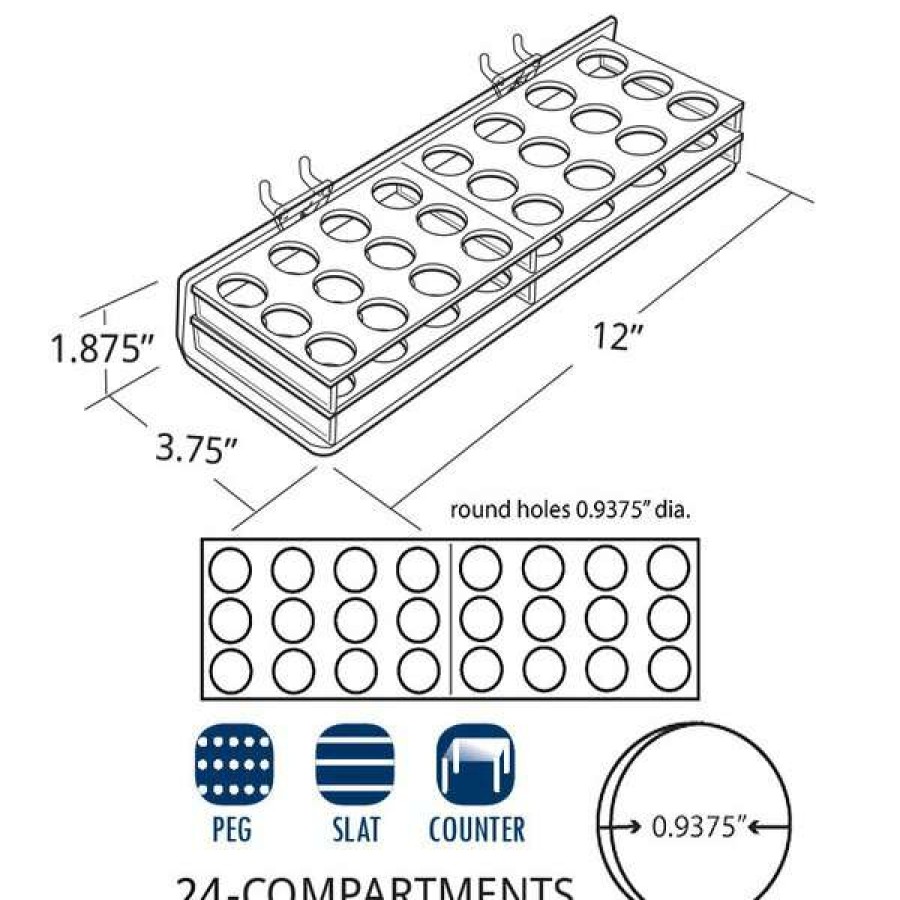 Shop 24-Compartment Tray Round Slot 0.9375 , Pk2 Wholesale