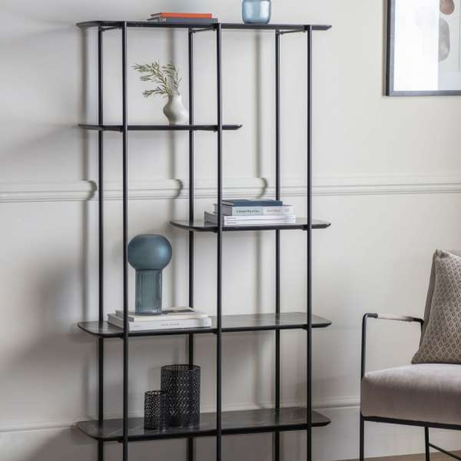 Casa Bella Top Sell Luinton Display Shelf, Black Marble Effect Wholesale