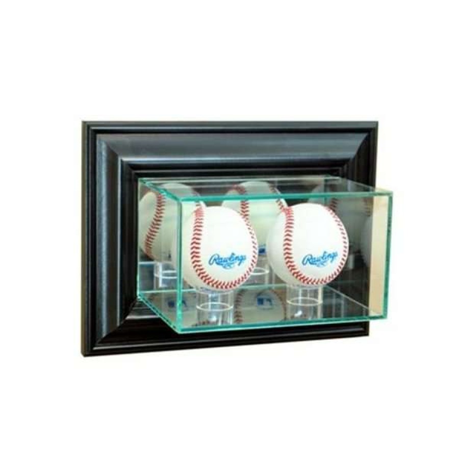 Shop Wmdbbs-B Wall Mounted Double Baseball Display Case, Black Clearance