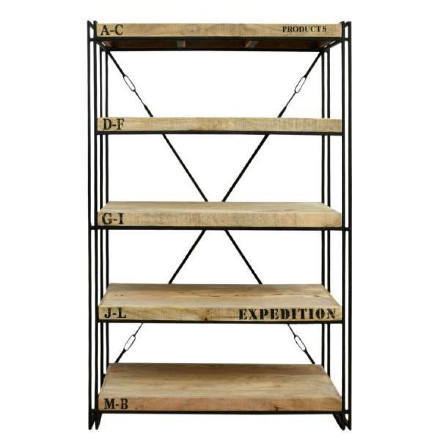 Philbee Interiors Bargain Sale Expedition Industrial Solid Mango Wood Timber & Iron Display Shelf Online