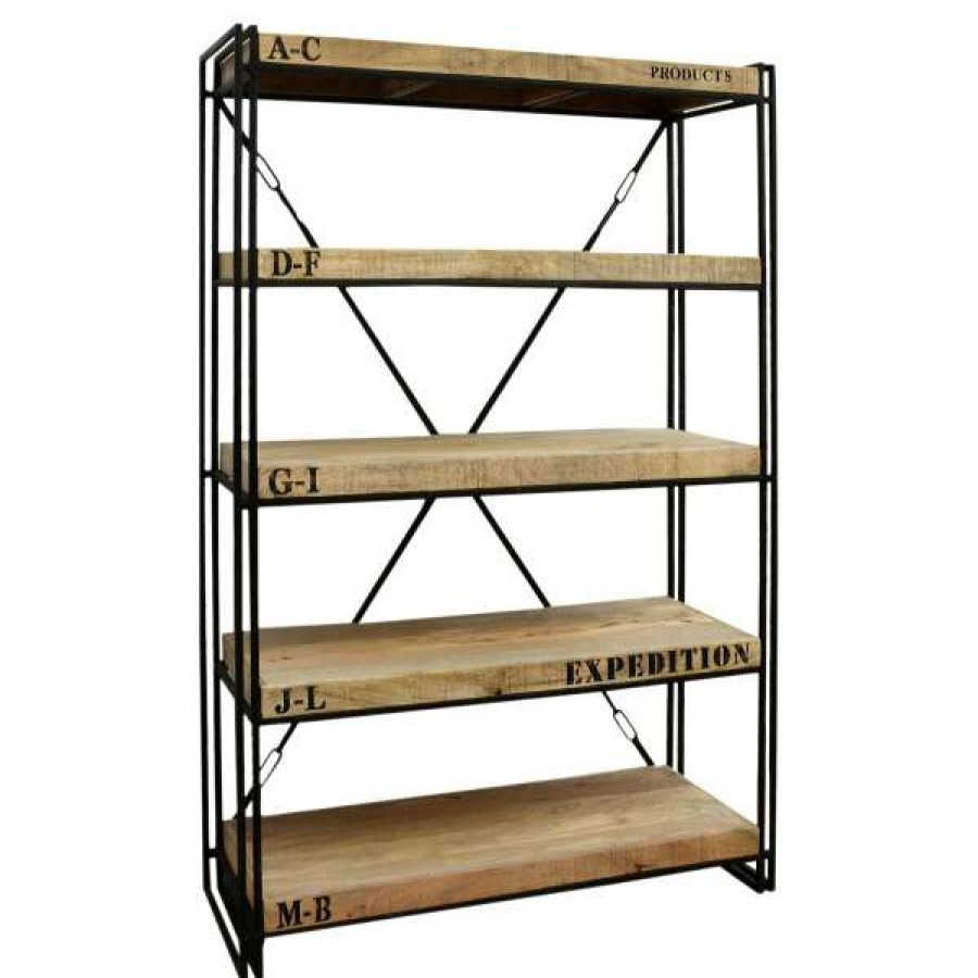 Philbee Interiors Bargain Sale Expedition Industrial Solid Mango Wood Timber & Iron Display Shelf Online