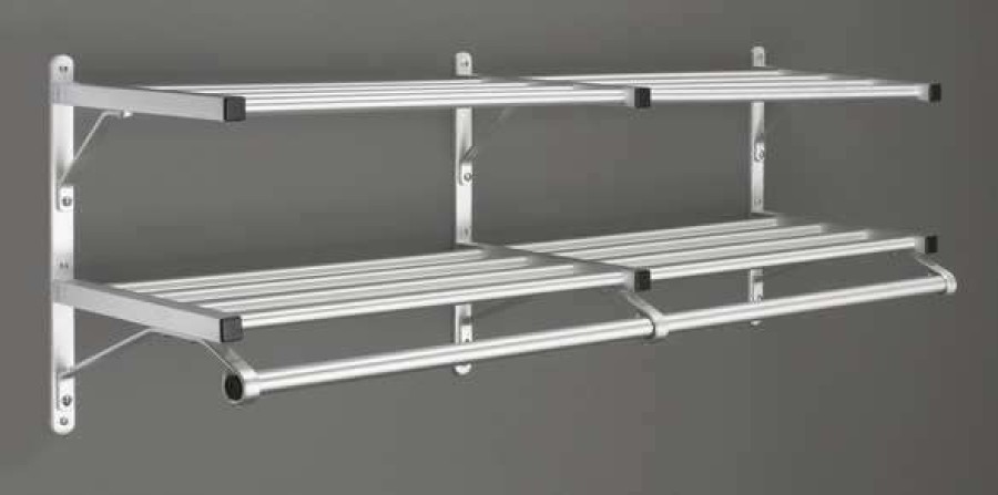 Shop Coat Rack, 2 Shelves, 48 In W, Satin Alum Clearance