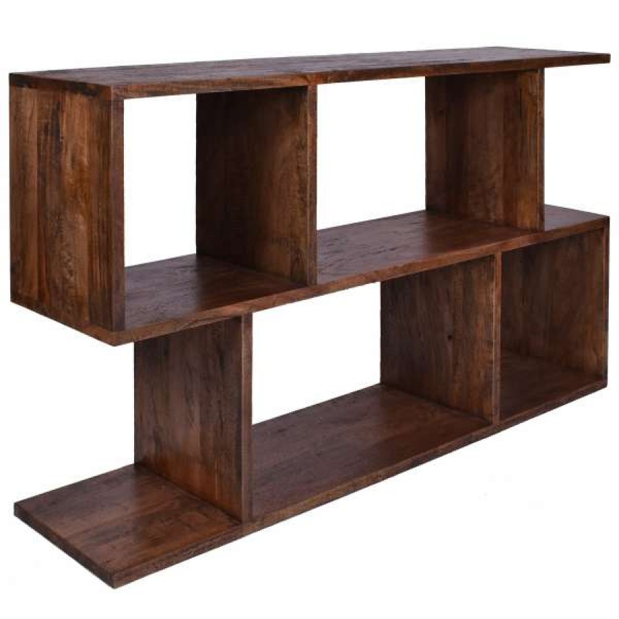 Affinity Furniture Special Offers Wendell Mango Wood Low Display Shelf, Honey Brown Best