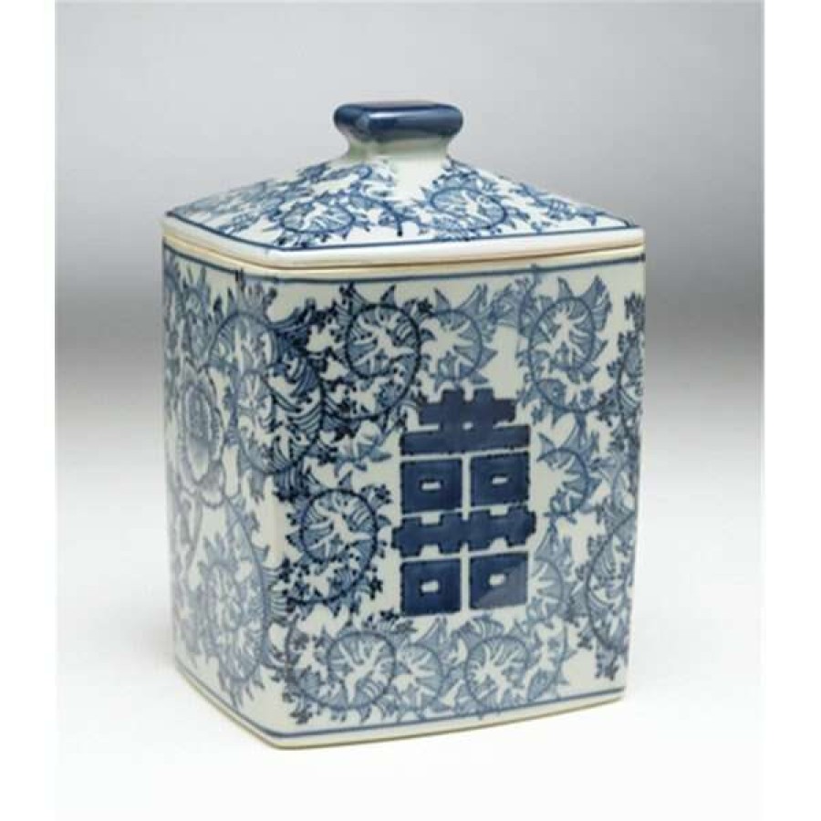 Shop 59755 Antiqued Pale Green & Blue Square Jar With Lid Hot