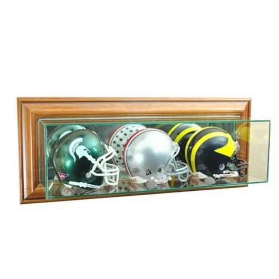 Shop Wmtrpmh-W Wall Mounted Triple Mini Football Display Case, Walnut Clearance