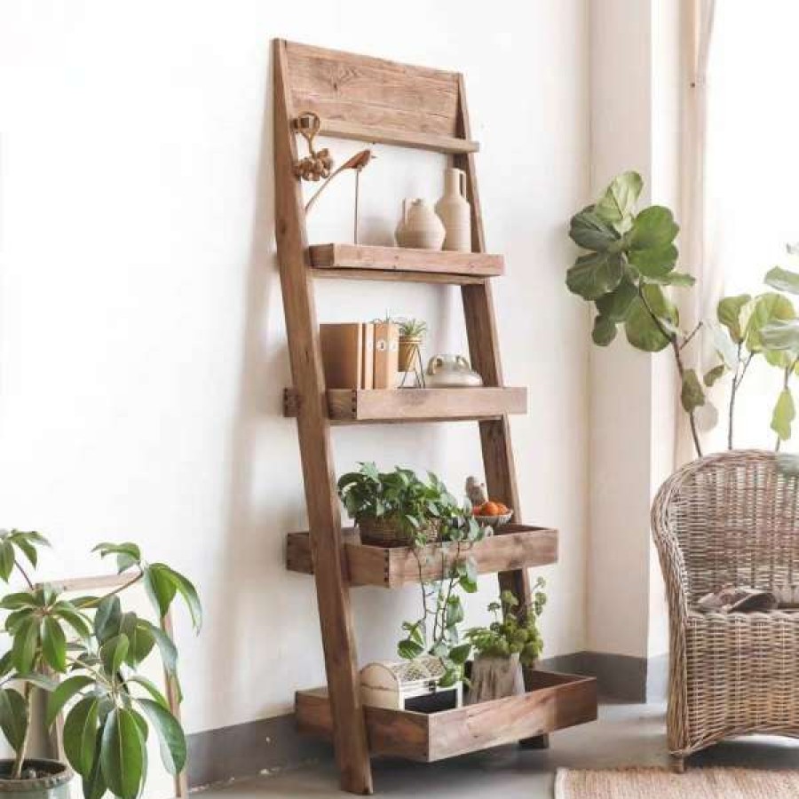 Winsun Furniture New Arrivals Homestead Recycled Pine Timber Ladder Shelf Hot