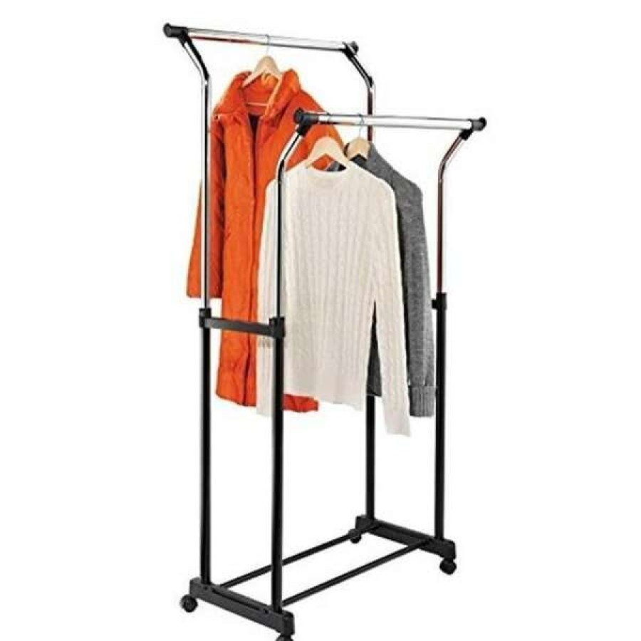 Shop Coat Racks, Double Garment Rack, Black & Chrome Best