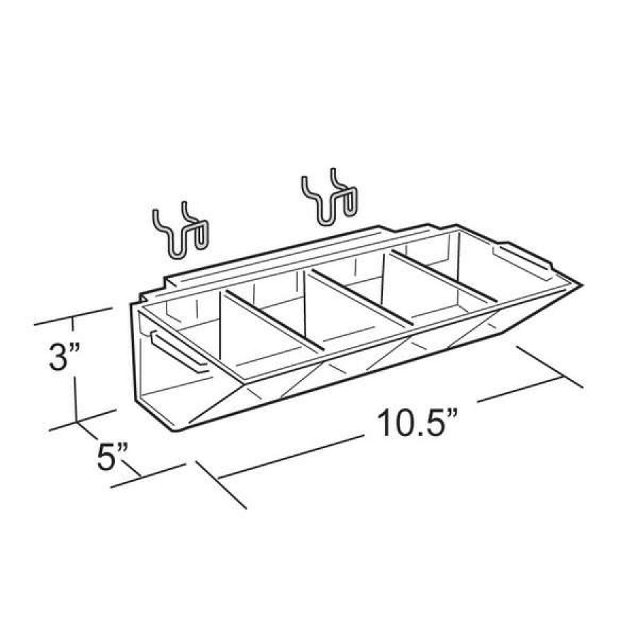 Outlet 4-Compartment Molded Tray For Pegboard Or Slatwall, Pk2 Clearance